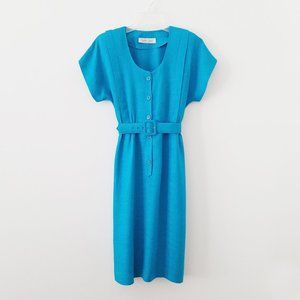 Michelle Stuart Blue Belted Dress